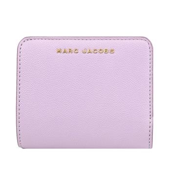 MARC JACOBS 馬克賈伯 金屬浮雕LOGO粒紋零錢短夾.粉紫