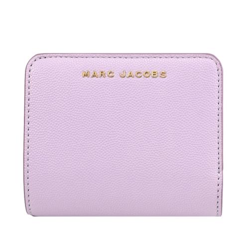 MARC JACOBS 馬克賈伯 金屬浮雕LOGO粒紋零錢短夾.粉紫