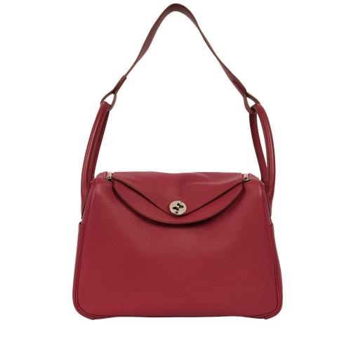 二手商品9.8成新_HERMES 銀釦 TC皮 Lindy 30cm(寶石紅)