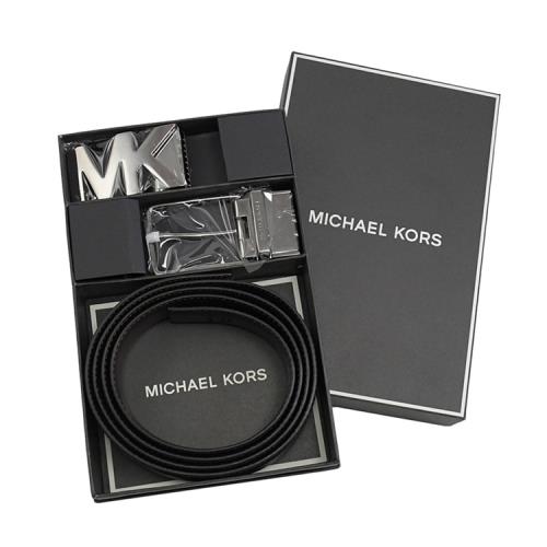 MICHAEL KORS 經典防刮皮革雙頭皮帶禮盒組.黑咖