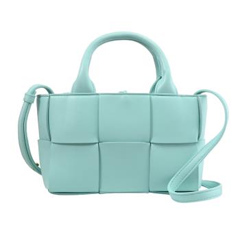 黃仁勳夫人愛用包~BOTTEGA VENETA 709337 大格編織兩用小號托特包.淺藍