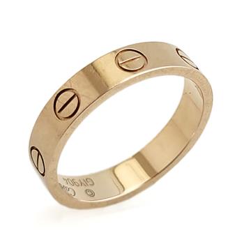 九成新！Cartier 18K玫瑰金-Love系列經典婚戒細版戒指49號