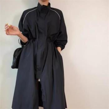 【巴黎精品】風衣外套休閒大衣-寬鬆隱形扣設計高腰過膝開叉女外套2色a1in10