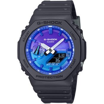 CASIO G-SHOCK 閃耀火焰八角造型計時錶/藍/GA-2100FL-1A