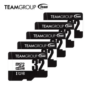 【超值五入組】Team 十銓 32GB microSDHC UHS-I U1 C10記憶卡 100MB/s(含轉卡)