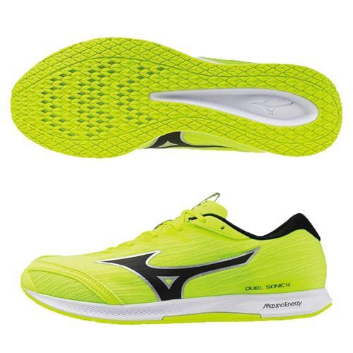 Mizuno 美津濃 慢跑鞋 男鞋 3E寬楦 DUEL SONIC 4 WIDE 螢光黃【運動世界】U1GD257104
