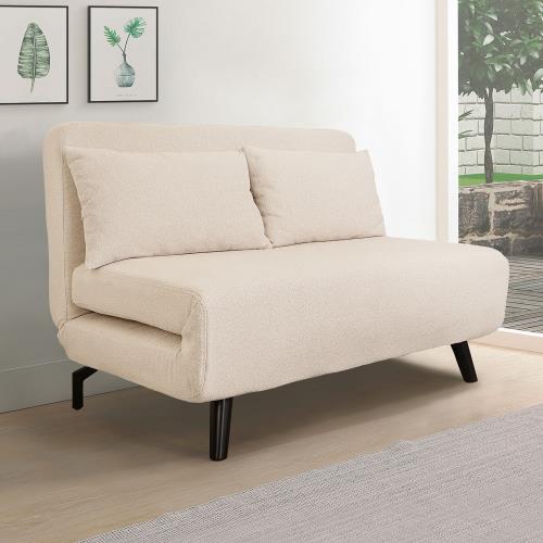 【Homelike】 喜家居折疊棉麻布沙發床(附靠枕x2)(2422)