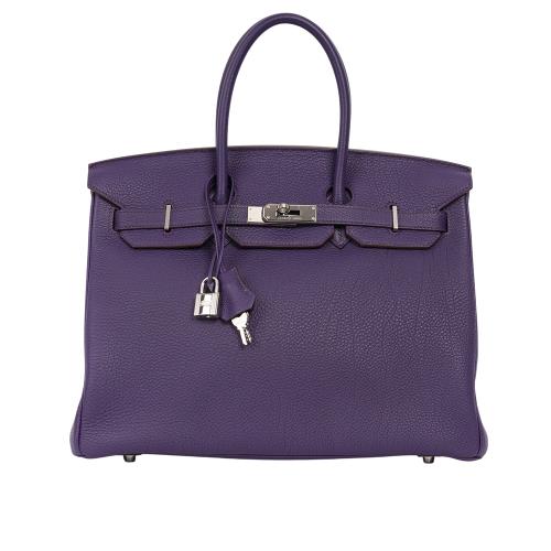 二手商品9.5成新_HERMES Birkin 35cm 銀釦 Togo皮 手提包(鳶尾紫)
