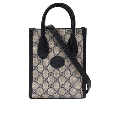 GUCCI Interlocking G 迷你手提/斜背托特包(黑藍色)