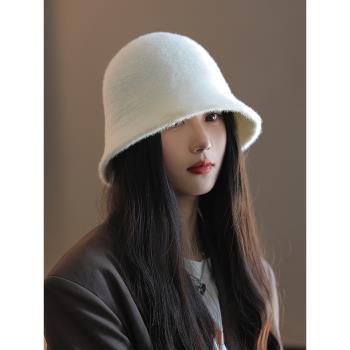 日本 BEAUTYJAPAN 羊毛絨保暖時尚百搭漁夫帽盆帽 BJ2142 白色