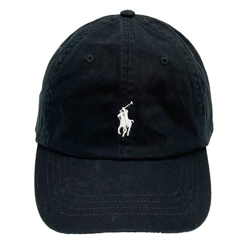 【RALPH LAUREN】POLO刺繡小馬LOGO鴨舌/棒球帽(黑/白)