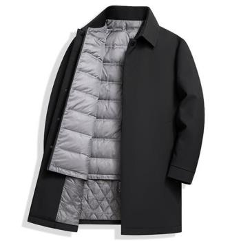 【巴黎精品】真 羽絨90%白鴨絨 羽絨外套鴨絨夾克-羽絨外套脫卸內膽羽絨大衣男外套3色a1is2