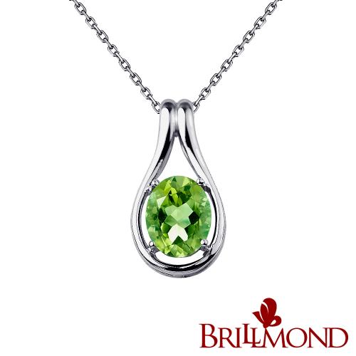 【BRILLMOND】 2克拉 天然橄欖石 墜(925銀鍍白K金台)