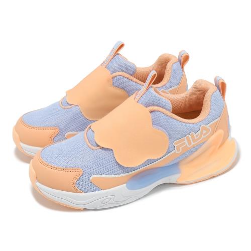 Fila 慢跑鞋 J412Z 中童 橘 紫 魔鬼氈 小朋友 緩衝 拼接 閃燈 發光 燈鞋 運動鞋 斐樂 7J412Z631