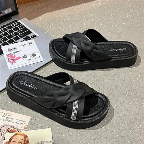 【Alice】現貨40/41碼百搭氣質貼鑽休閒涼鞋(運動風/出遊風/涼鞋/沙灘鞋)