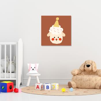 【Supreme print】藝術微噴霧面30x30cm 可愛動物 手繪風 油畫布無框畫-棕色小羊(掛畫 兒童房 北歐風 裝飾 插圖)