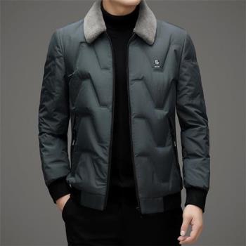 【巴黎精品】真 羽絨90%白鴨絨 羽絨外套鴨絨夾克-可脫卸羊毛領休閒保暖男外套3色a1is72
