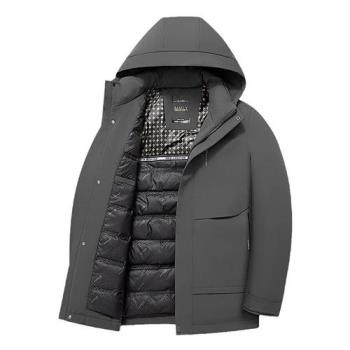 【巴黎精品】真 羽絨90%白鴨絨 羽絨外套鴨絨夾克-中長連帽戶外休閒男/女外套2色a1is65