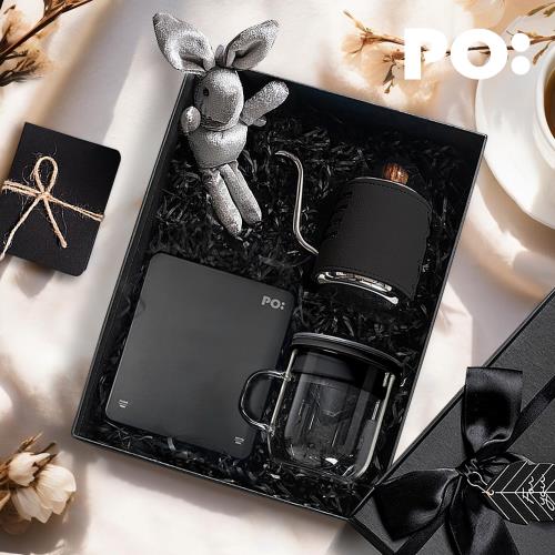 【PO:Selected】丹麥手沖咖啡三件禮盒組(電子秤/手沖壺-共2色/玻璃杯350ml-共4色)