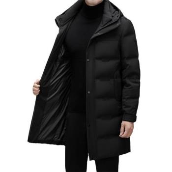 【巴黎精品】真 羽絨90%白鴨絨 羽絨外套鴨絨夾克-冬季長款加厚連帽羽絨男外套2色a1is154