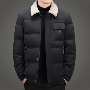 【巴黎精品】真 羽絨90%白鴨絨 羽絨外套鴨絨夾克-新款可脫卸羊羔毛領休閒男外套2色a1is127