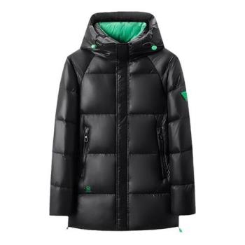 【巴黎精品】真 羽絨90%白鴨絨 羽絨外套鴨絨夾克-加厚中長連帽黑金男外套2色a1is115
