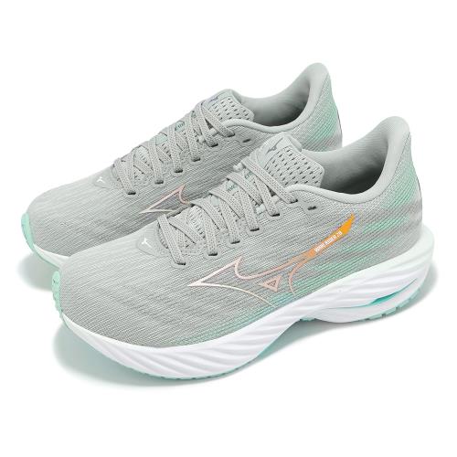 Mizuno 慢跑鞋 Wave Rider 28 女鞋 超寬楦 灰 橘 綠 波浪片 支撐 運動鞋 美津濃 J1GD2406-72