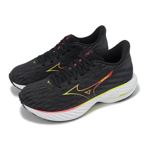 Mizuno 慢跑鞋 Wave Rider 28 女鞋 黑 橘 波浪片 支撐 運動鞋 美津濃 J1GD2403-77