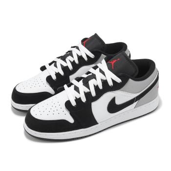 Nike 休閒鞋 Air Jordan 1 Low GS Panda Toe 大童 女鞋 白 黑 銀 AJ1 HF3188-106