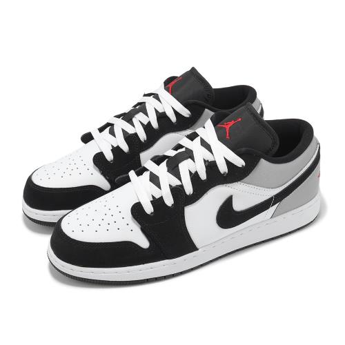 Nike 休閒鞋 Air Jordan 1 Low GS Panda Toe 大童 女鞋 白 黑 銀 AJ1 HF3188-106