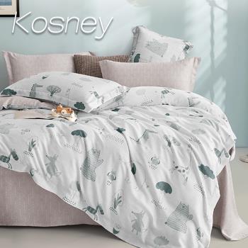 KOSNEY 奇妙慶典 雙人100%天絲TENCEL四件式兩用被床包組