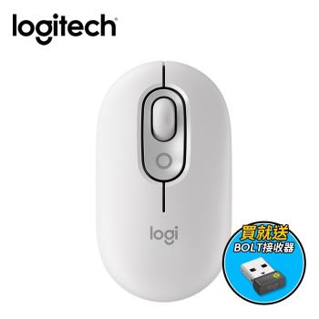 【Logitech 羅技】POP MOUSE 無線藍芽滑鼠+接收器｜珍珠白