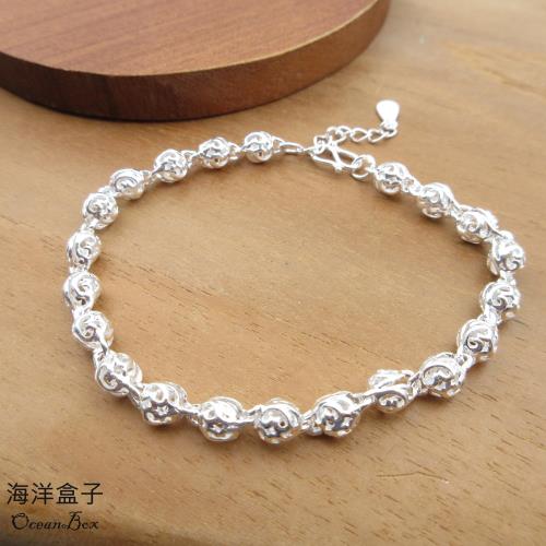 【海洋盒子】財源滾滾鏤空圓球925純銀手鍊.女用手鍊