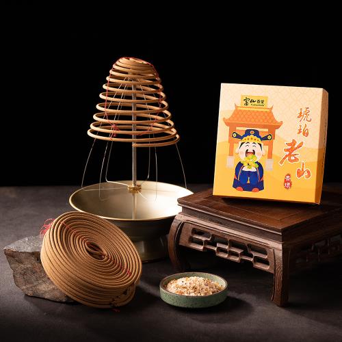 富山檀香 小龍年限定_佛教百年聖物琥珀老山檀24H香環組