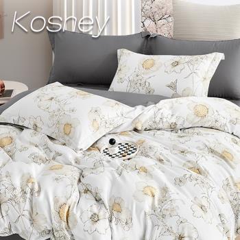 KOSNEY 支娜花 加大100%天絲TENCEL四件式兩用被床包組