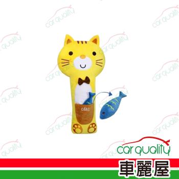安全帶抱枕 韓系 口袋貓+小魚(黃)1入KSB-004 (車麗屋)
