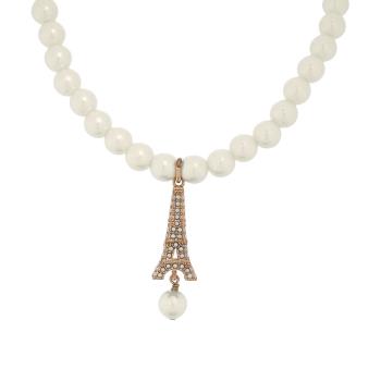 二手商品 9.5成新 DIOR Plan de Paris 地標造型樹脂珍珠頸鍊(金色)