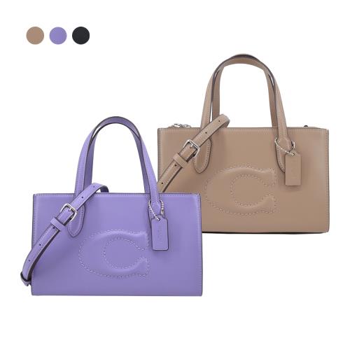 【COACH】 NINA 皮革立體大C LOGO 手提/肩背托特包(小/多色選)_2月遊戲大廳