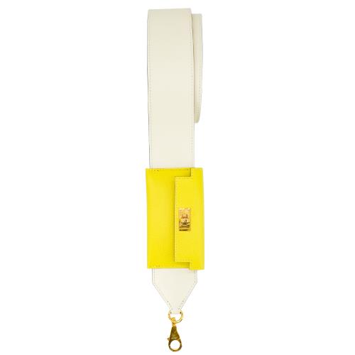 二手品 Hermes Kelly Pocket牛皮粗背帶(U刻/黃/白)