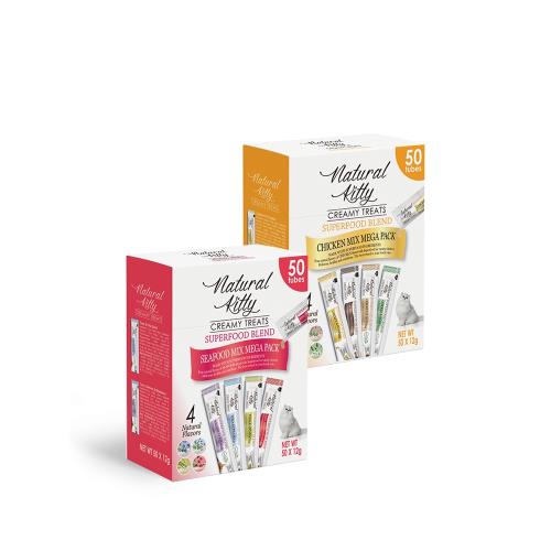 【Natural Kitty 自然小貓】超級食物營養肉泥 丨50條派對盒 | 12g x50