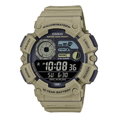 【CASIO 卡西歐】多功能電子錶 荒野棕 月相 釣魚指示 防水100米 WS-1500H (WS-1500H-5B)
