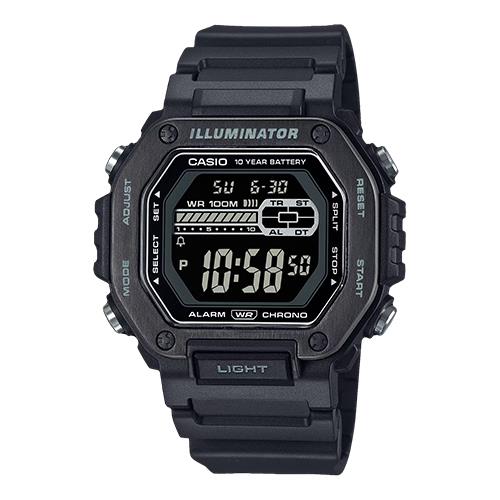 【CASIO 卡西歐】數位男錶 強悍金屬 LED照明 防水100米 MWD-100H (MWD-110HB-1B)