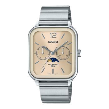 【CASIO 卡西歐】新潮方型-雙眼男錶 淡雅金 月相錶盤 (MTP-M305D-9A)