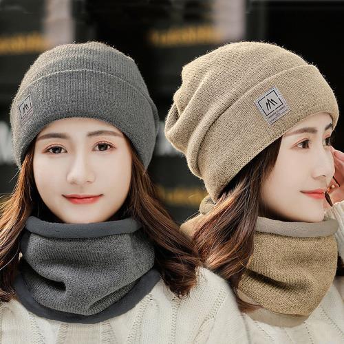 seoul show首爾秀 男女雙層加絨針織毛線帽保暖圍脖兩件一組