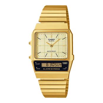 【CASIO 卡西歐】日系復刻版-金色雙顯 中性錶 (AQ-800E-7A)