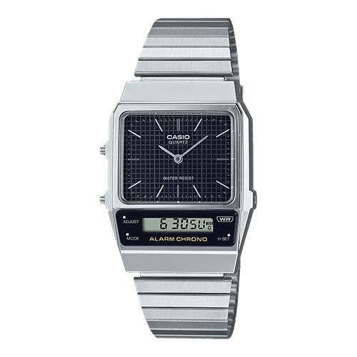 【CASIO 卡西歐】日系復刻版-銀色雙顯 中性錶 (AQ-800E-1A)