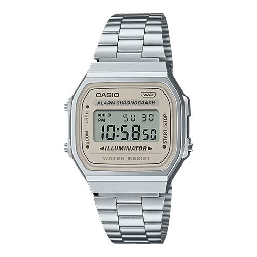 【CASIO 卡西歐】日系-復古經典 EL冷光照明 不鏽鋼電子錶 (A168WA-8A)
