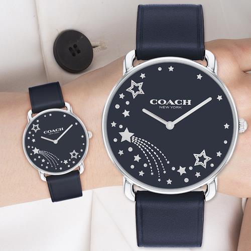 COACH 閃耀流星晶鑽時尚腕錶/藍/36mm/CO14504376