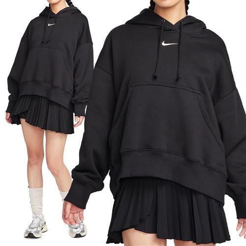 Nike PHNX FLC OOS Po Hood 女款 黑色 帽T 寬版 刷毛 Logo 長袖 DQ5859-010