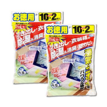 (2袋24入超值組)日本FUMAKILLA福馬-強力激乾吸濕消臭衣櫃抽屜用除濕包27gx12入/袋(除濕量660g,脫臭吸水防潮袋,平面放置防黴乾燥)